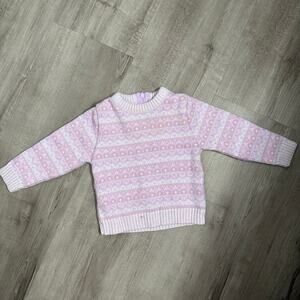 Vintage‎ Fair Isle Sweater Kids 12M Lavender Good Zipper Back Knit Cozy Retro